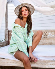 Green Pinstriped Button Down Shirt