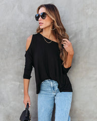 Black Cutout Shoulder Top