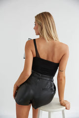 Black One Shoulder Tank Top