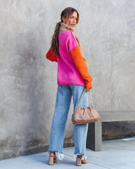Color Block Turtleneck Sweater