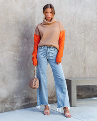 Color Block Turtleneck Sweater