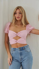 Blush Double Twist Crop Top