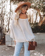 Grey Ribbed Knit Sweater