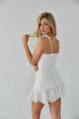 Delicate White Textured Mini Dress