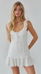 Delicate White Textured Mini Dress