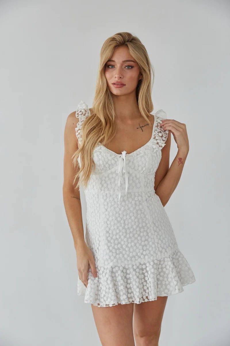 Delicate White Textured Mini Dress