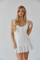 Delicate White Textured Mini Dress