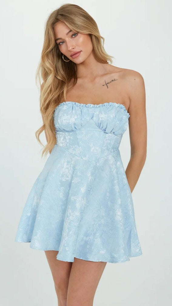 Light Blue Strapless Mini Dress – Groovy Mimi