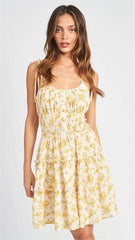 Dainty Yellow Floral Mini Dress