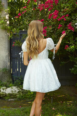 White Textured Babydoll Mini Dress
