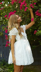 White Textured Babydoll Mini Dress