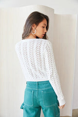 White Crochet Knit Twisted Crop Top