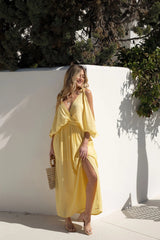 Yellow Batwing Midi Dress