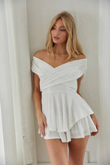 White Solid Criss Cross Rompers