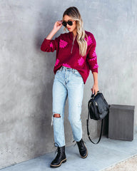 Daizy Floral Zipper Knit Sweater