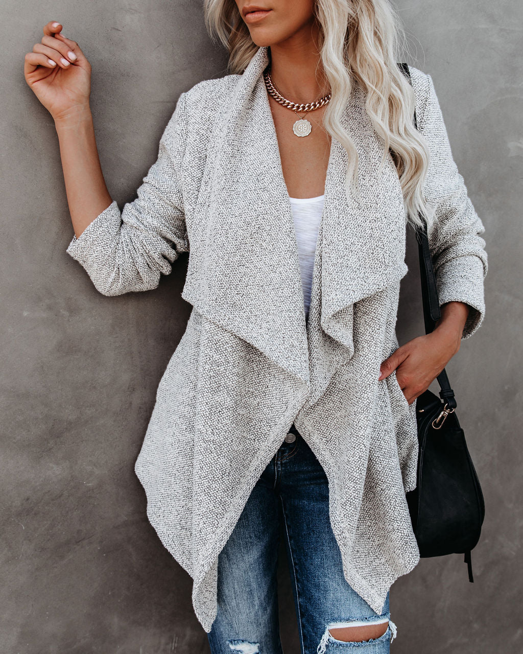 Open Drape Light Grey Open Front Drape Cardigan – Groovy Mimi
