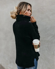 Black Turtleneck Knit Sweater