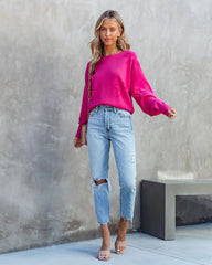 Fuchsia Knit Pullover Sweater