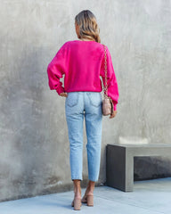 Fuchsia Knit Pullover Sweater