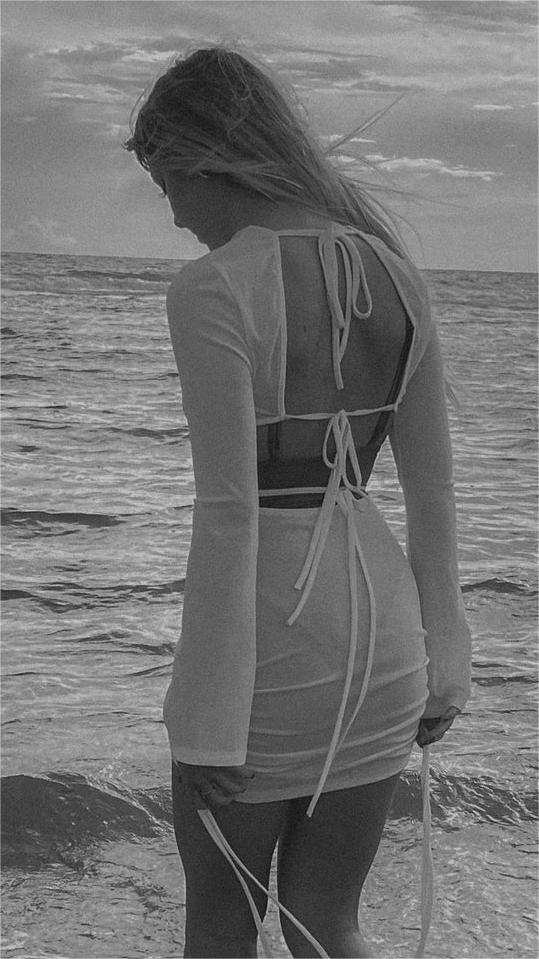 White Long Sleeves Mini Dress