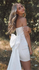 White Back Bow Mini Dress