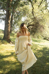 Yellow Square Neck Midi Dress