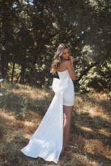 White Back Bow Mini Dress