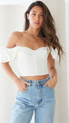 White Off Shoulder Crop Top