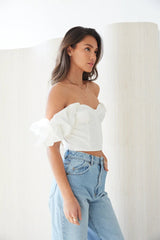 White Off Shoulder Crop Top