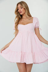 Pink Square Neckline Mini Dress