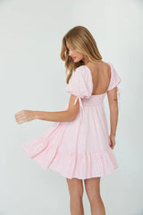 Pink Square Neckline Mini Dress