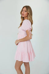 Pink Square Neckline Mini Dress