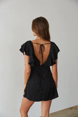 Black V Neck Mini Dress