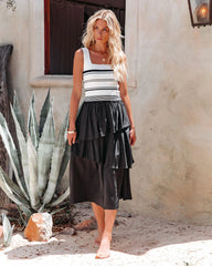 White Striped Knit Tank Top