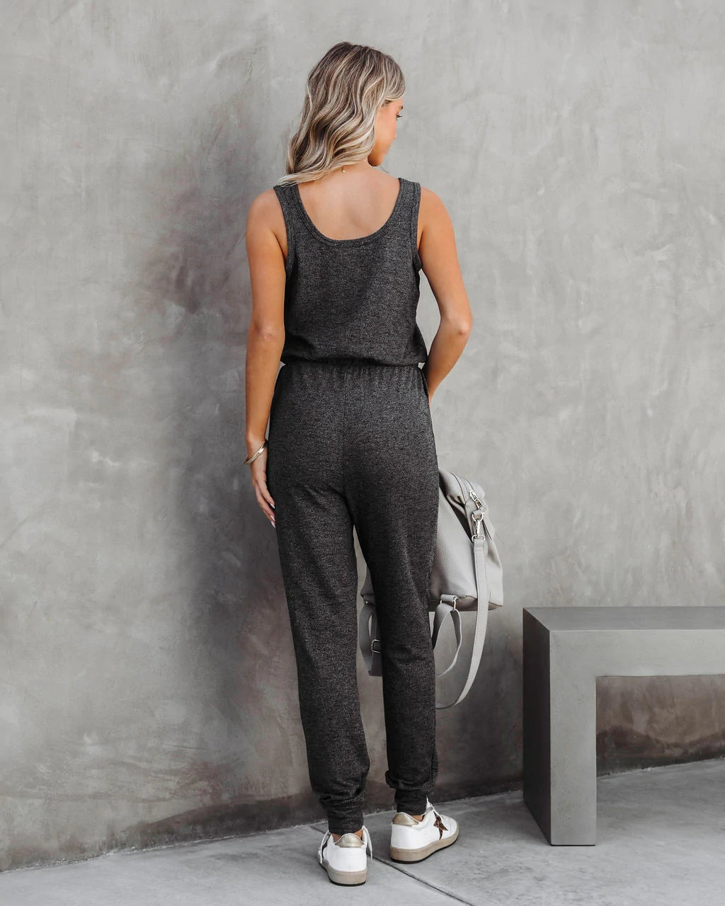 Charcoal Sleeveless Withdraw Jumpsuits