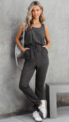 Charcoal Sleeveless Withdraw Jumpsuits