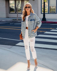 Light Blue Denim Button Down Jacket