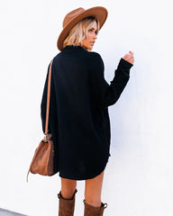 Black Button Down Tunic Dress