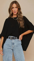 Black Batwing Short Sleeves Tee
