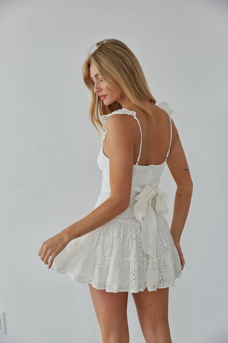 White Crochet Lace Mini Dress Groovy Mimi White Crochet Lace Mini Dress Groovy Mimi