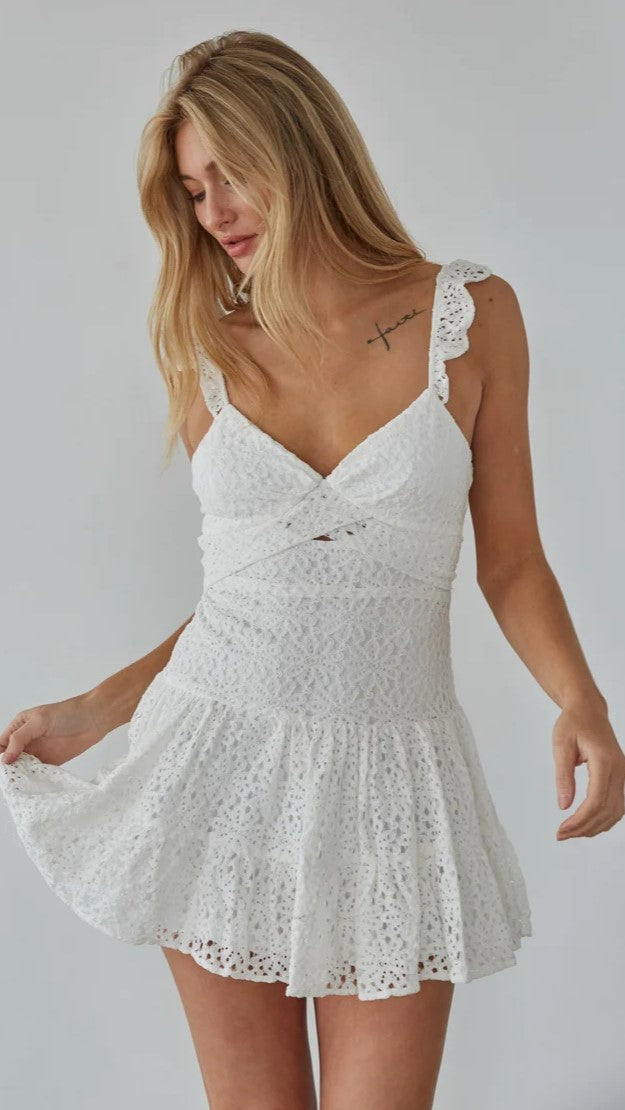 White Crochet Lace Mini Dress – Groovy Mimi