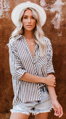 Black Striped Button Down Shirt