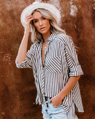 Black Striped Button Down Shirt