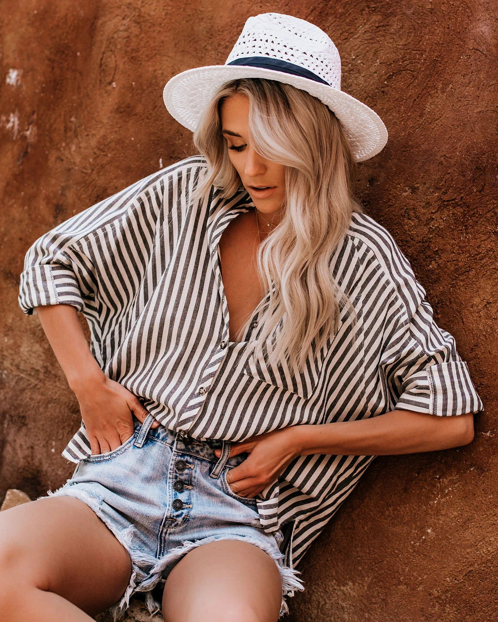 Black Striped Button Down Shirt