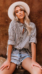 Black Striped Button Down Shirt
