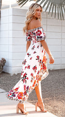 White Floral High Low Dress