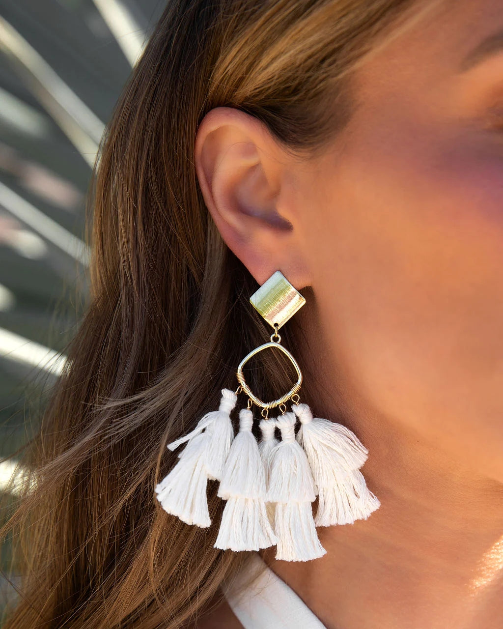 White Tassel Drop Earring