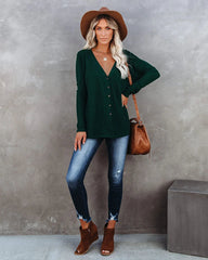 Pine Green Button Down Knit Top