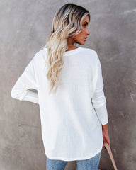 White Button Down Knit Top