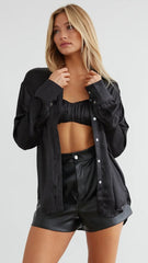 Black Solid Button Down Shirt
